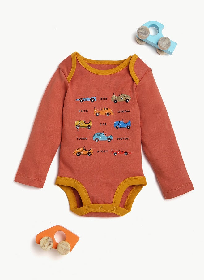 Bontots Infant Boys Organic Cotton Bodysuit with Car Print - Image 2